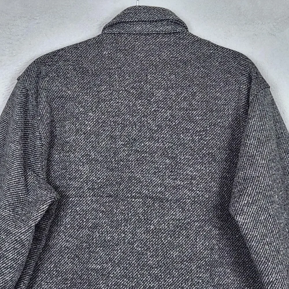 Banana Republic Shirt Jacket Mens Small Gray Herringbone Button Front Lined